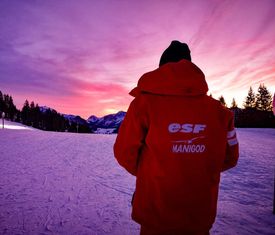 Sunset Montagne Aravis Manigod Neige Ski ESF 