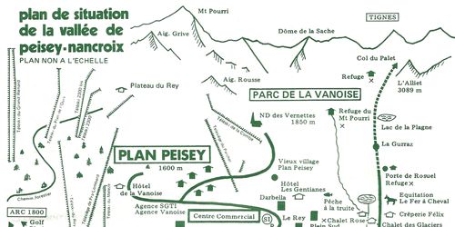Plan de la vallée de Peisey-Nancroix en 1981